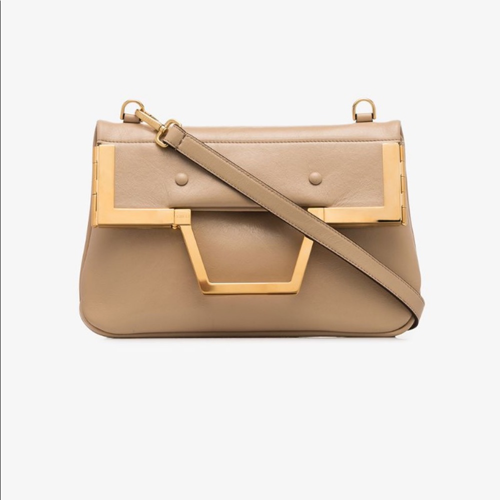 Fendi Beige Fold Over Leather Bag
